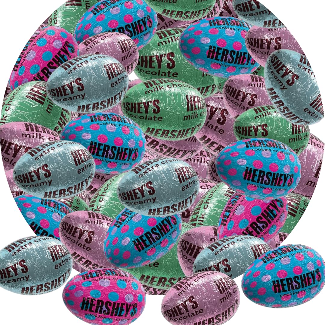 CandyKrave Hersheyes Easter Assorted Eggs Chocolate Candy - 1lb Individually wrapped Sweet & Creamy chocolate Eggs Candy - Bulk easter chocolate candy for Snacking, Pinata, Parties Gifting & More!