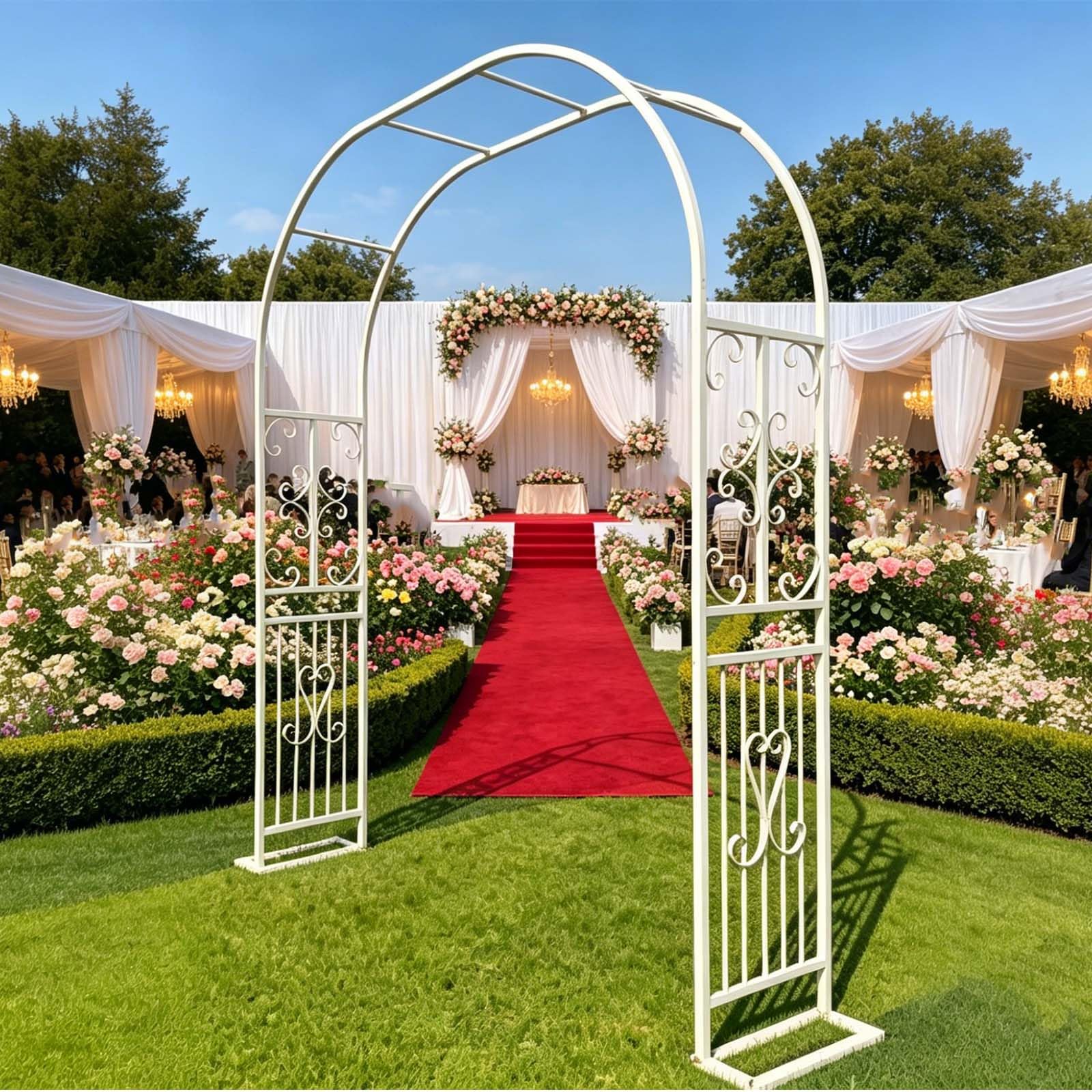 Arco de rosas trepadoras negro de 140 a 340 cm ajustable para jardín