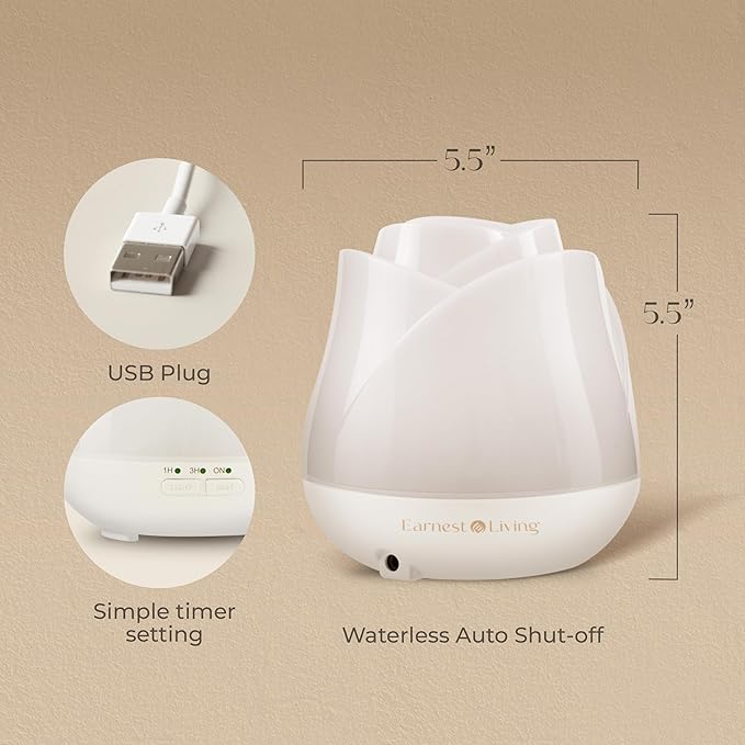 Difusor de Aceites Esenciales Earnest Living 150ml - Rosa Blanca miniatura 3