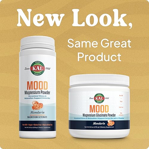Miniatura 3 de KAL Mood Magnesio en polvo con L-teanina  Suplemento de magnesio sabor mandarina  Apoyo de relajación, alta absorción, sin azúcar añadido, vegano,