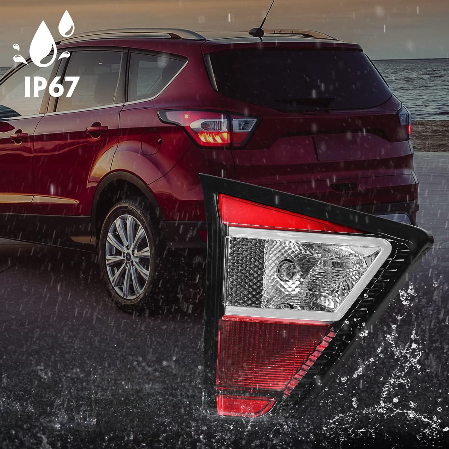 FIONE Taillight Assembly Compatible with Ford Escape 2017-2019 Tail Light Replacement Rear Inner Lamp Left Driver Side LH GJ5Z13405F FO2802118
