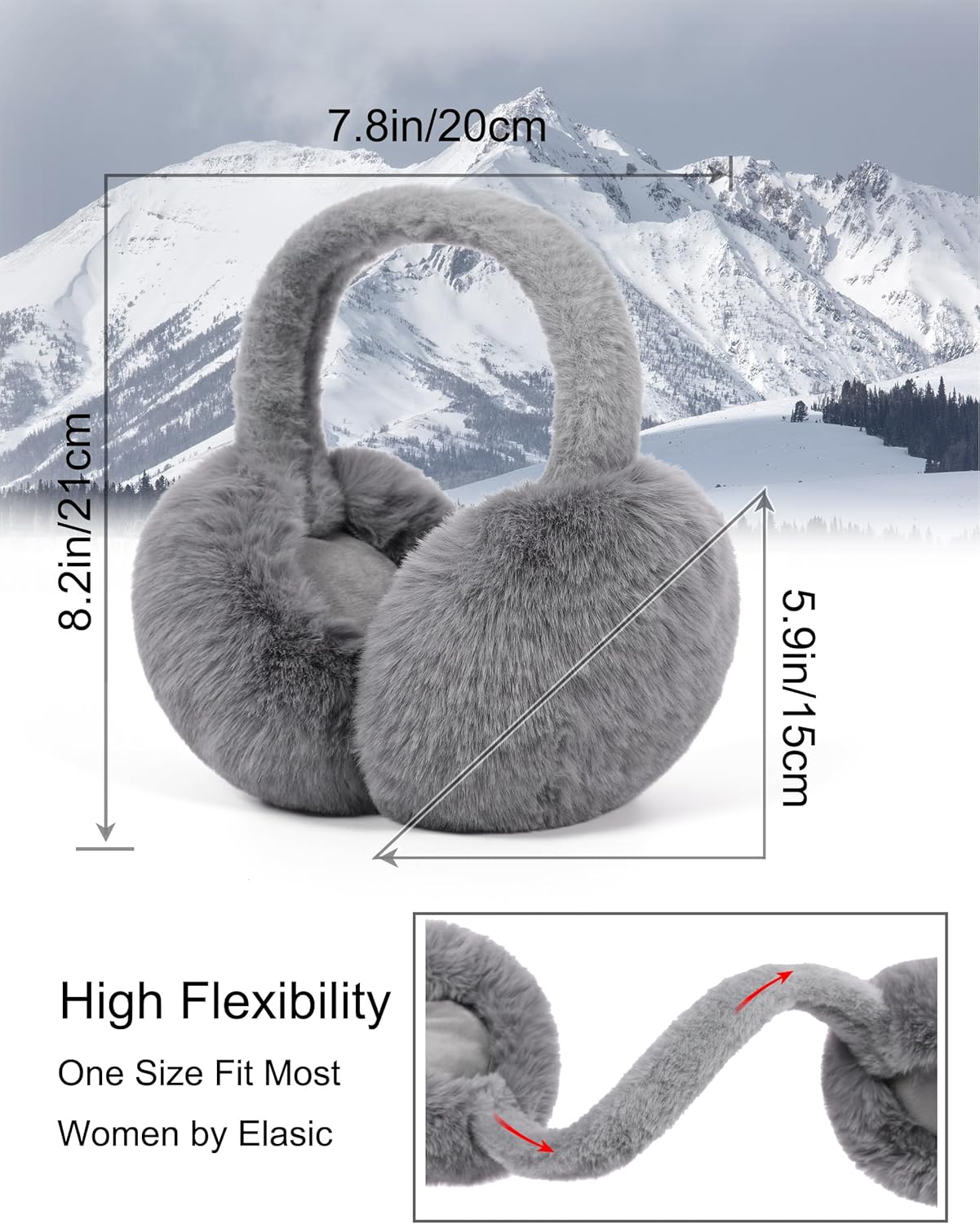 LA CARRIE Unisex Winter Foldable Earmuffs Plush Faux Fur Ear Muffs Outdoor Cold Weather Ear Warmers for Women and Men - Image 2