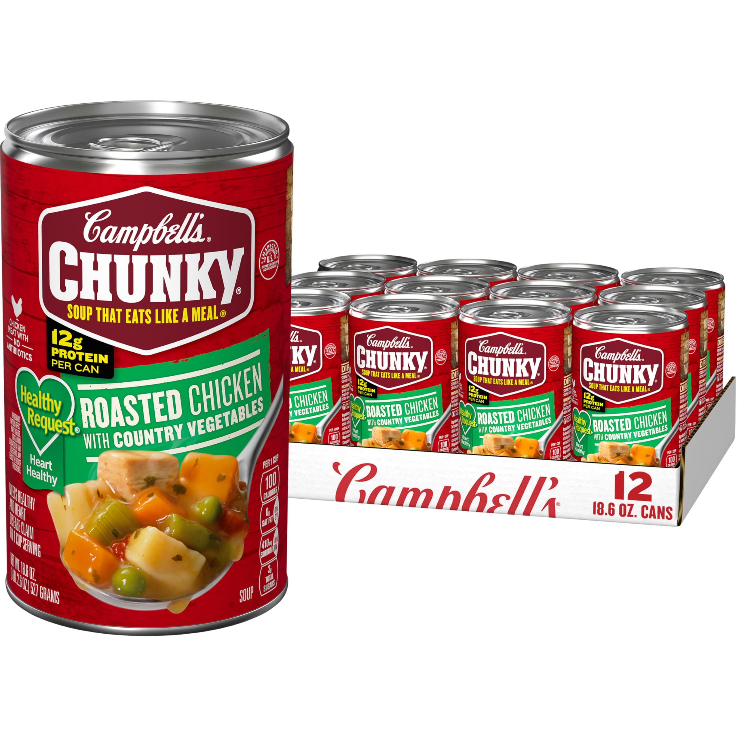 Campbell’s Chunky Healthy Request Soup, Roasted Chicken Soup with Country Vegetables, 18.6 Oz Can (Case of 12)
