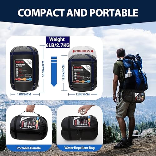 Miniatura 4 de Saco de dormir para adultos y niños, clima frío y cálido, para mochileros, camping, 0 grados, saco de dormir de invierno para niñas y niños, grandes