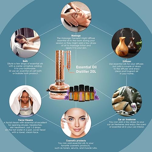Miniatura 5 de Kit de destilador de aceites esenciales para destilación al vapor, fabricación y extracción de aceite, equipo de destilación para el hogar, aceite