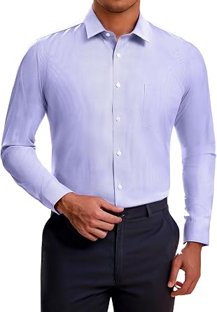 Mens Plaid Long Sleeved Button Down Houndstooth Dress Shirts