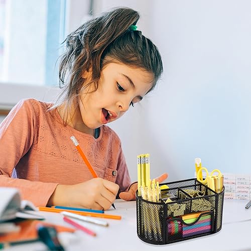 Miniatura 5 de Oop-free Organizador de escritorio con cajón de malla, suministros de oficina de escritorio, multifuncional, con 8 compartimentos para el hogar, la