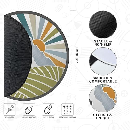 Miniatura 6 de Alfombrilla redonda para mouse con texto en inglés "Bigfoot" de estilo bohemio y colorido para regalar en el bosque, para escritorio, hogar,