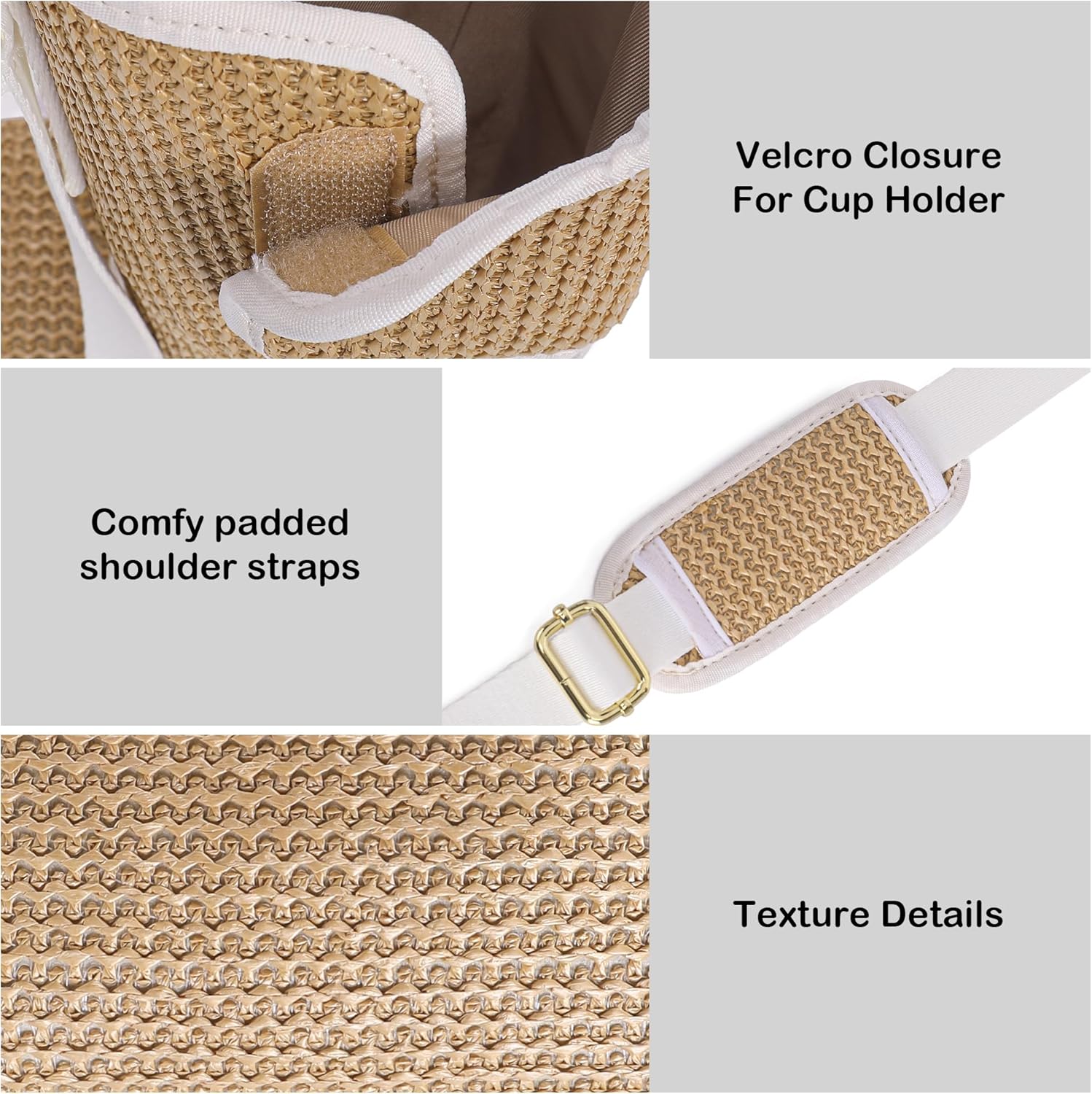 NEICOA Straw Water Bottle Holder with Strap for Stanley Cup 40/30 oz Summer Crossbody Bags Water Bottle Carrier Sling Woven Beach Purse with Phone Pocket Travel