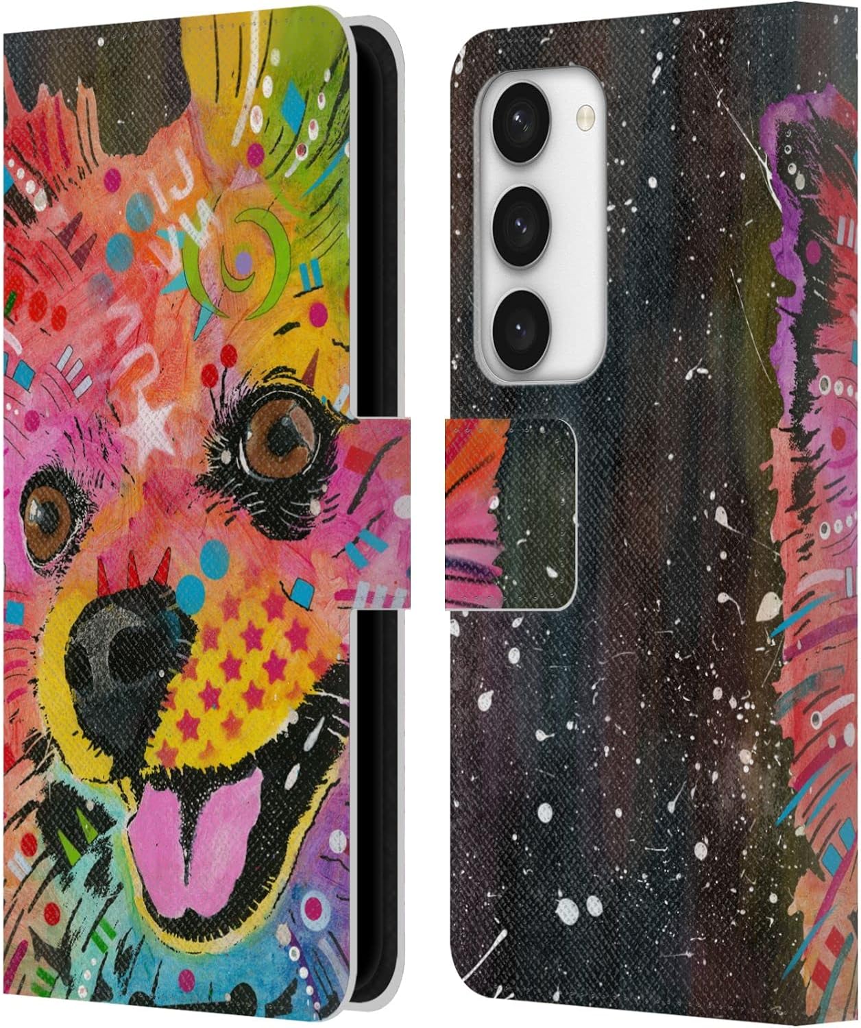 Head Case Designs Officially Licensed Dean Russo Pomeranian Dogs Leather Wallet Case Compatible with Samsung Galaxy S23 5G