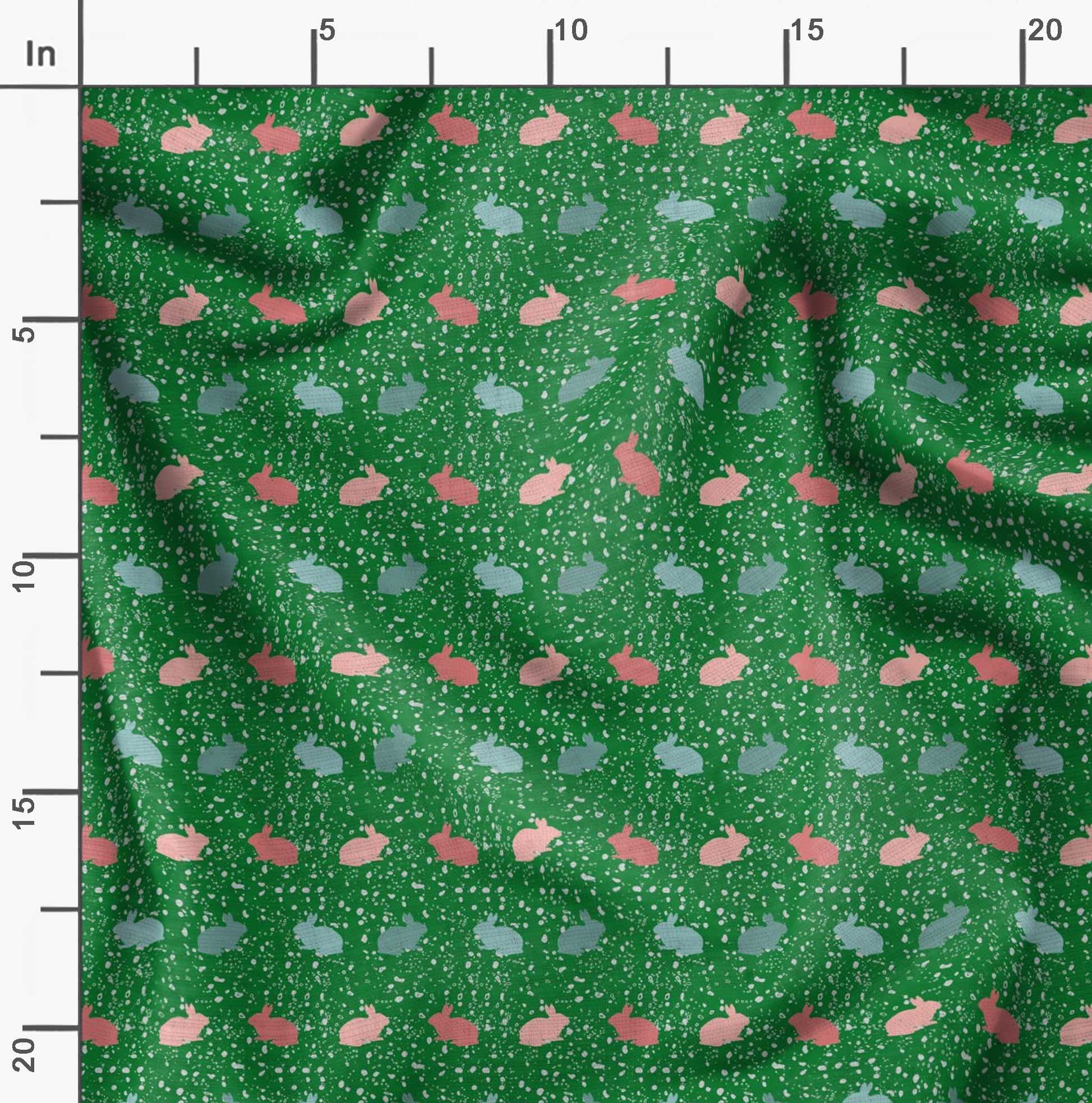 Soimoi Poly Georgette Fabric - Easter Bird Rabbit Print Material By The Yard 42" Wide