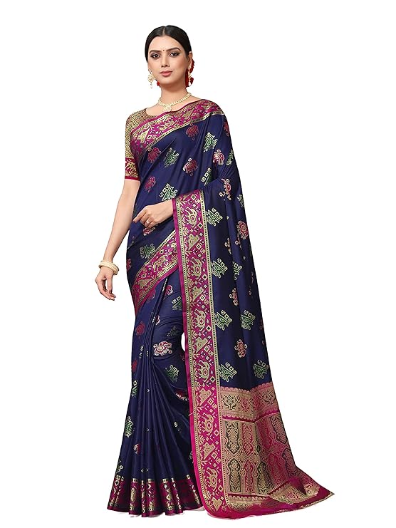 Women's Banarasi Patola Silk Saree With Blouse Piece