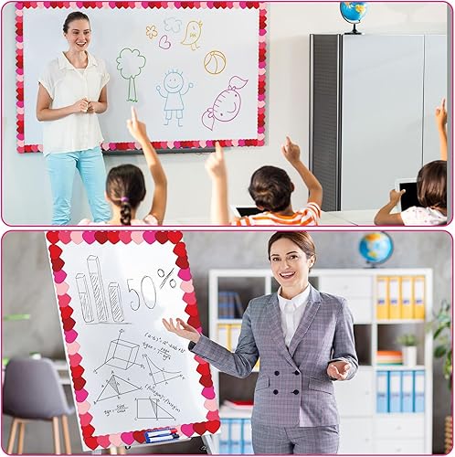 Miniatura 7 de Outus Tablero de anuncios magnético de 68.9 pies, tiras magnéticas para el día de San Valentín, borde magnético de corazón para aula, fiesta, aula,