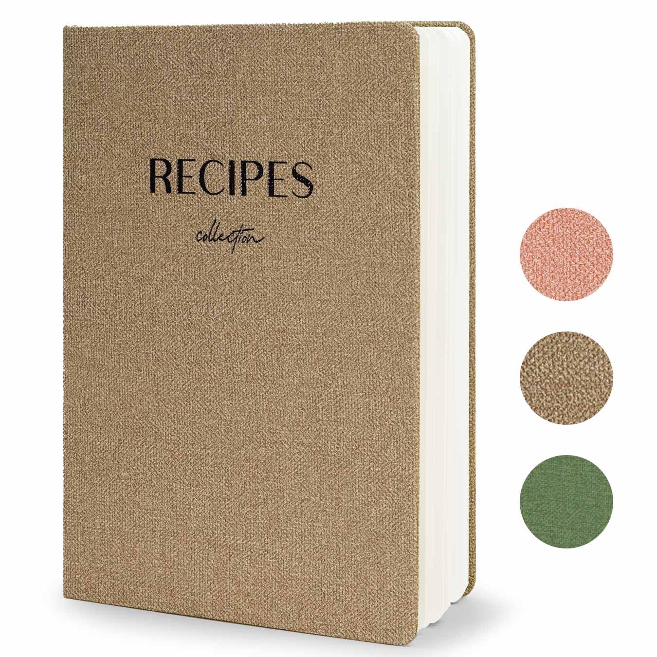 hi!SCI Leeres Rezeptbuch zum Einschreiben eigener Rezepte, 25,4 x 17,8 cm, großes Kochbuch, gebundenes Tagebuch für 96 Rezepte, Kunstleder, vorgedruckte Seitenzahlen und Inhaltsverzeichnis