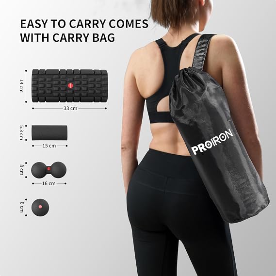 PROIRON Foam Roller Set 5 in 1 Deep Tissue Muscle Massage, Trigger Point Massage Roller, Lacrosse Ball, Mini Roller, Peanut Ball, Fitness Exercise Roller for Pilates, Yoga, Physio, Back, Legs Therapy