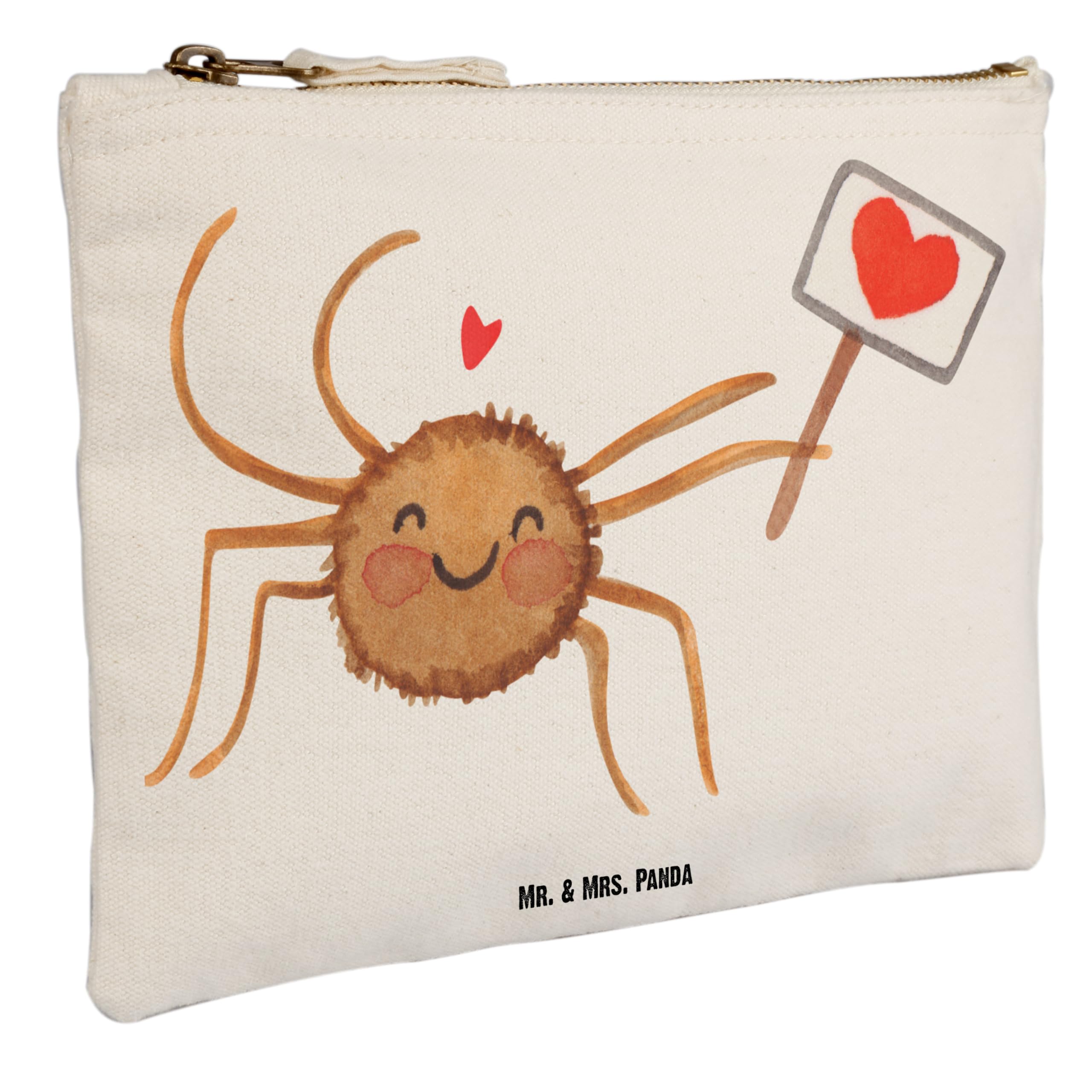 Mr. & Mrs. Panda Schulmäppchen Spinne Agathe Motivation Grösse XL Große - Geschenk, Glück, Kulturtasche, Schlampermäppchen, Kosmetiktasche, Federmappe, Dankeschön, Vertrauen, Liebe, Federtasche, Etui