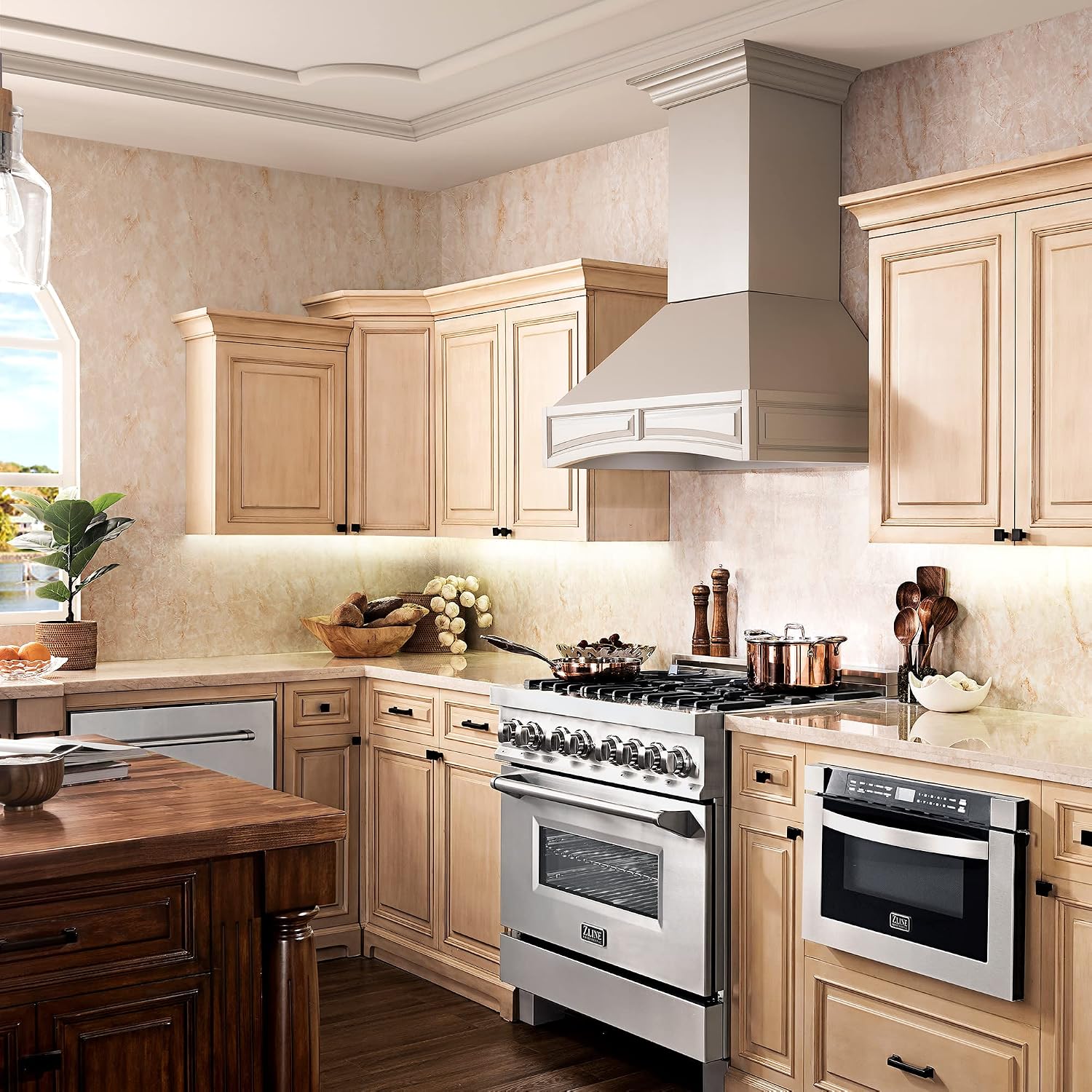 ZLINE 30 in. Wooden Wall Mount Range Hood in Cottage White - Includes Remote Motor