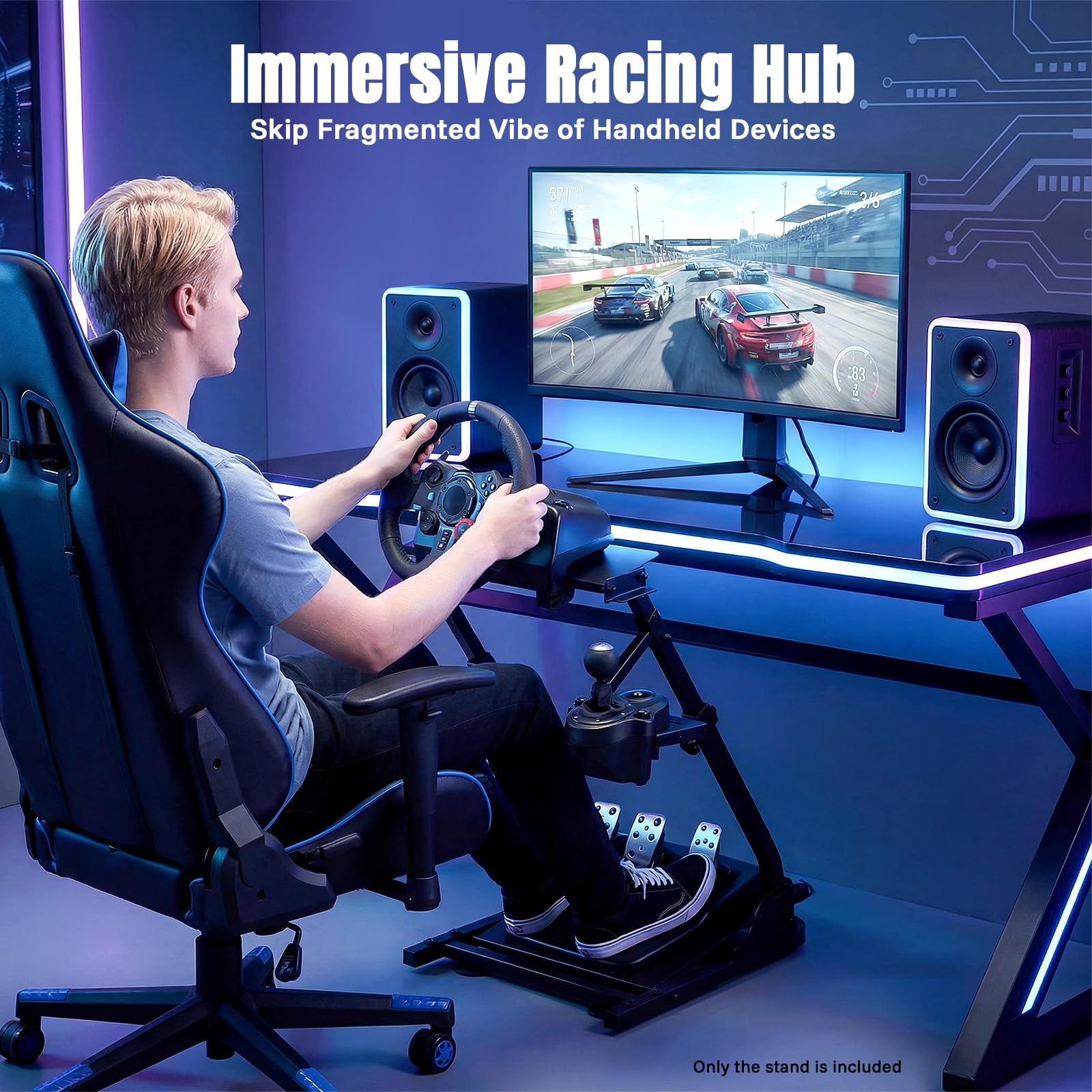 Supporto da volante per G27/G29/T300RS/T500RS/FANATEC | Cavalletto pieghevole regolabile in altezza, portata 20 kg, compatibile con pedali da corsa e leve del cambio