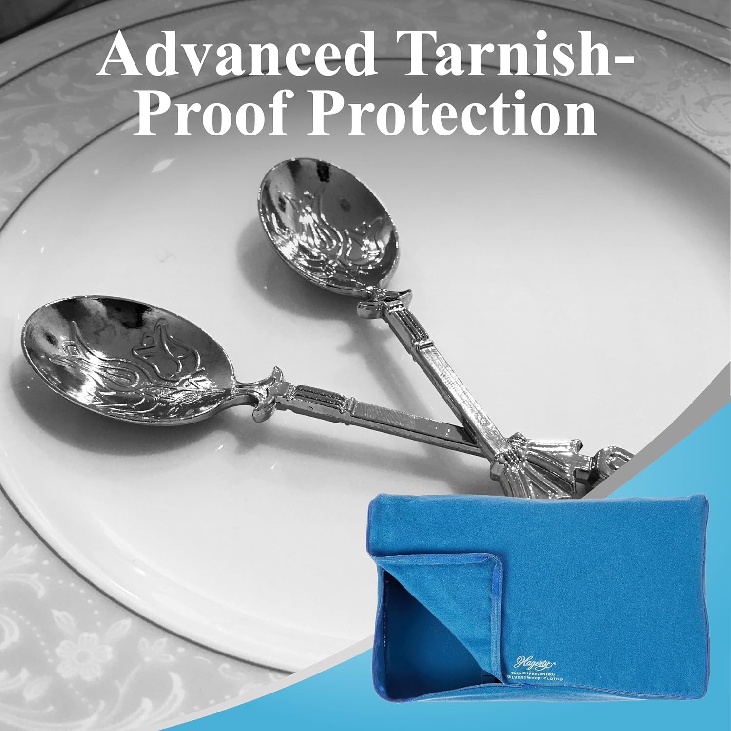 Hagerty Zippered Flatware Storage Drawer Liner –Tarnish Preventative Silverware Organizer, Large Container, Cutlery Holder, and Utensil Keeper Bag, Made in USA, Kosher Certified,Blue, 19" x 12" x 2.5" - Image 5