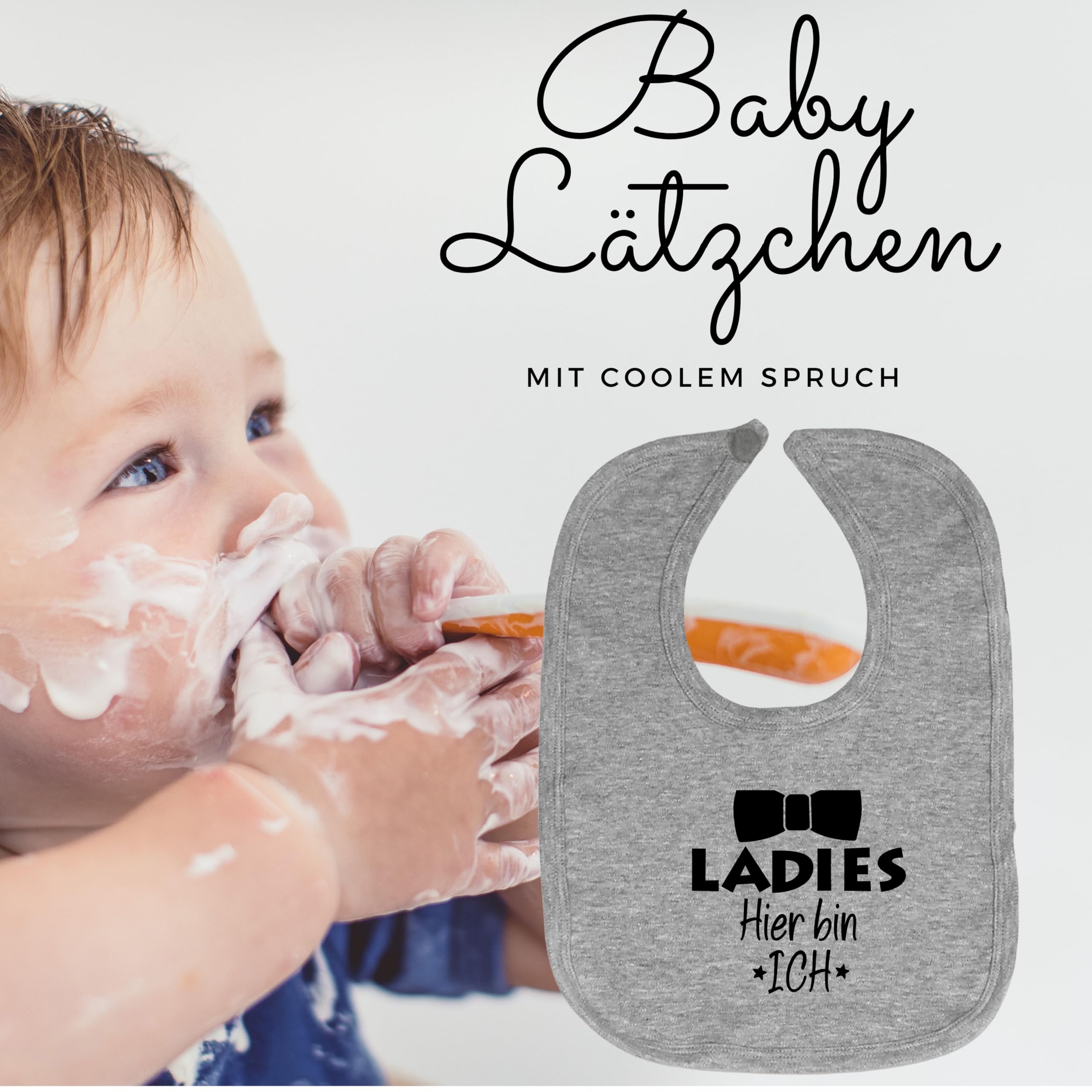 Windeltorte grau Junge Lätzchen Babysocken Ladies Hier bin ich, Grau Meliert, Einheitsgröße