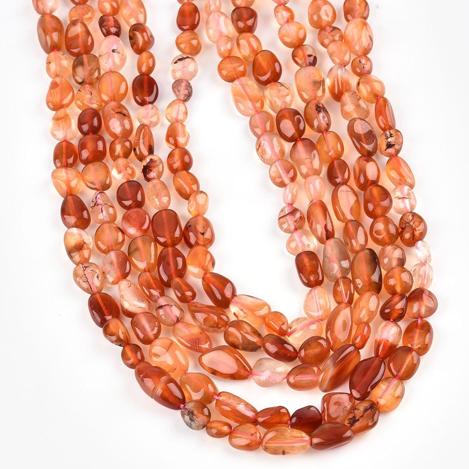 HAAMIIQII Natural Red Carnelian Pebble Stone 5-8mm Small Irregular Freeform Tumbled Loose Gemstone Beads for Jewelry Making Strand 15 Inch (45-50pcs) - Image 4