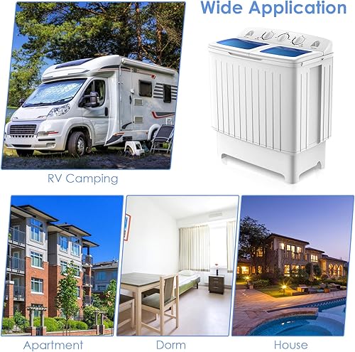 Miniatura 4 de LDAILY Lavadora portátil, lavadora compacta de 20 libras con bomba de drenaje y limpieza profunda, mini combo de lavado de lavandería para