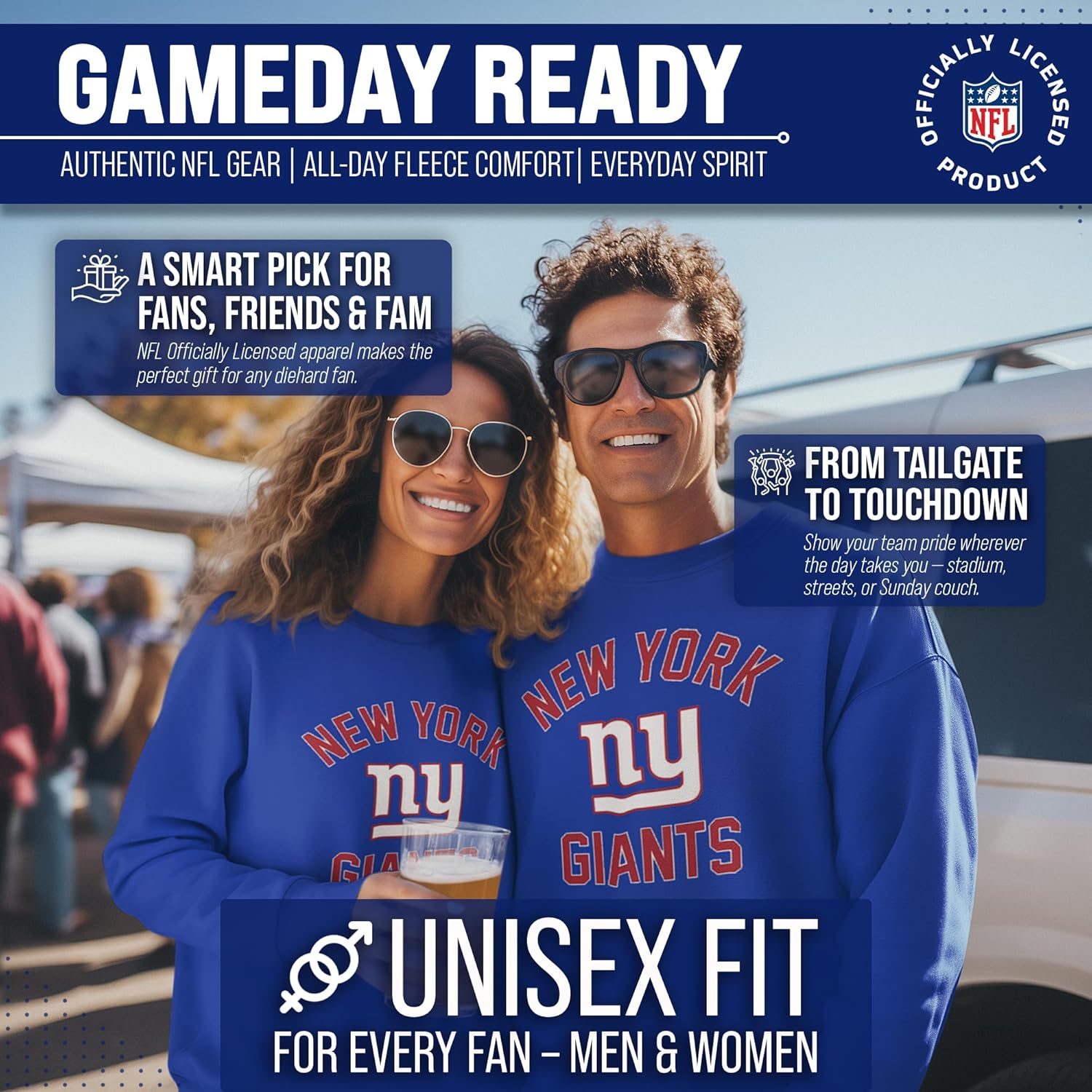 Team Fan Apparel NFL Adult Gameday Football Crewneck Sweatshirt - Cotton Blend - Stay warm, comfortable & stylish on game day