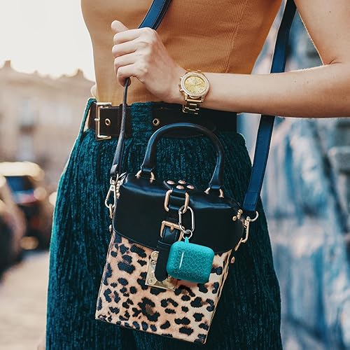 Vista 140 de Funda para Airpods de 2ª y 1ª, silicona suave, leopardo, compatible con Apple AirPods de 2ª/1ª generación de carga con llavero, a prueba de golpes