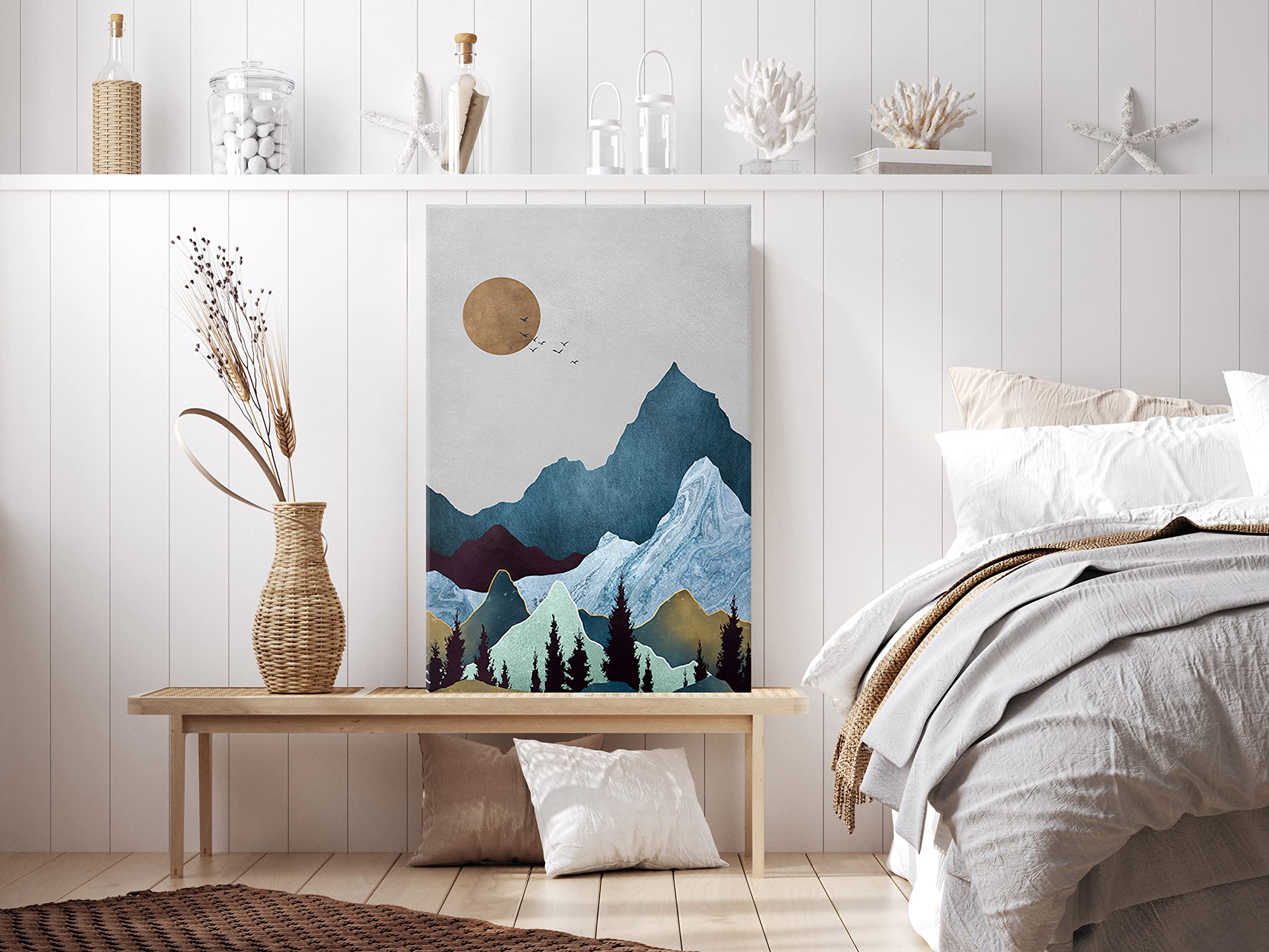 murando Cuadro Acústico Nordic Style 60x90 cm espuma acústica absorbe | sonido aislamiento lienzo de 1 pieza Impresión Artística Decoración de Pared Boho mármol Paisaje