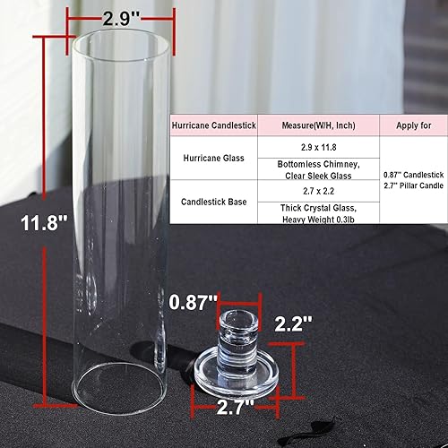 Miniatura 7 de VOHO Juego de 6 portavelas de huracán, de cristal transparente, para decoración de mesa de centro de mesa, vidrio huracán sin fondo y palitos de