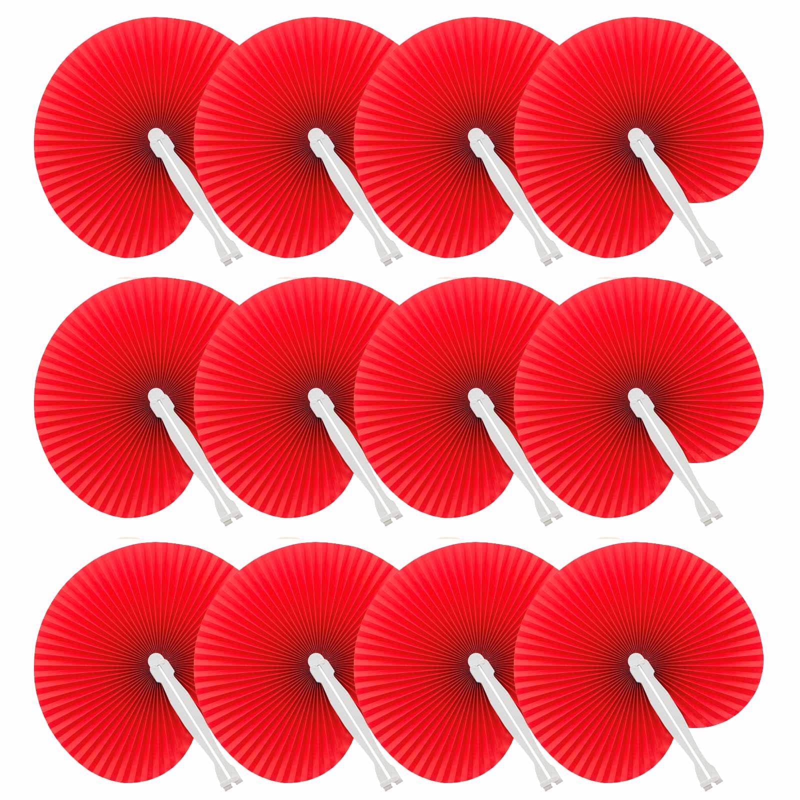 Deliex delicias de Extremadura. Lote 120 Pai pai rojo de plástico y papel. Abanicos pai pai plegables- Detalles de bodas y ceremonias, regalos para fiestas de verano, cumpleaños (120)