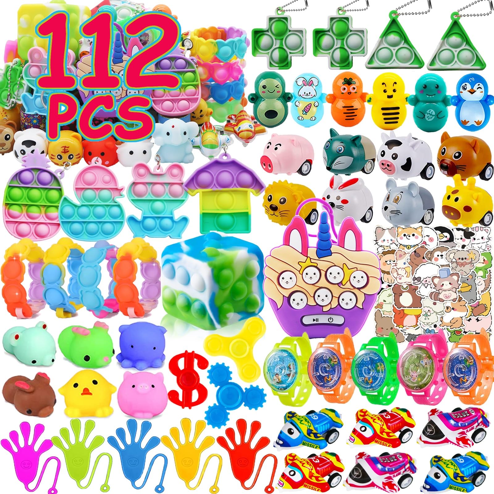 120 Pcs Party Favors for Kids,Mini Fast Push Game,Pop Fidget Treasure Box Toys for Classroom,Pinata Filler,Goodie Bag Stuffers,Treasure Chest Carnival Prizes,Small Bulk Toys for Boys Girls 4-8-12