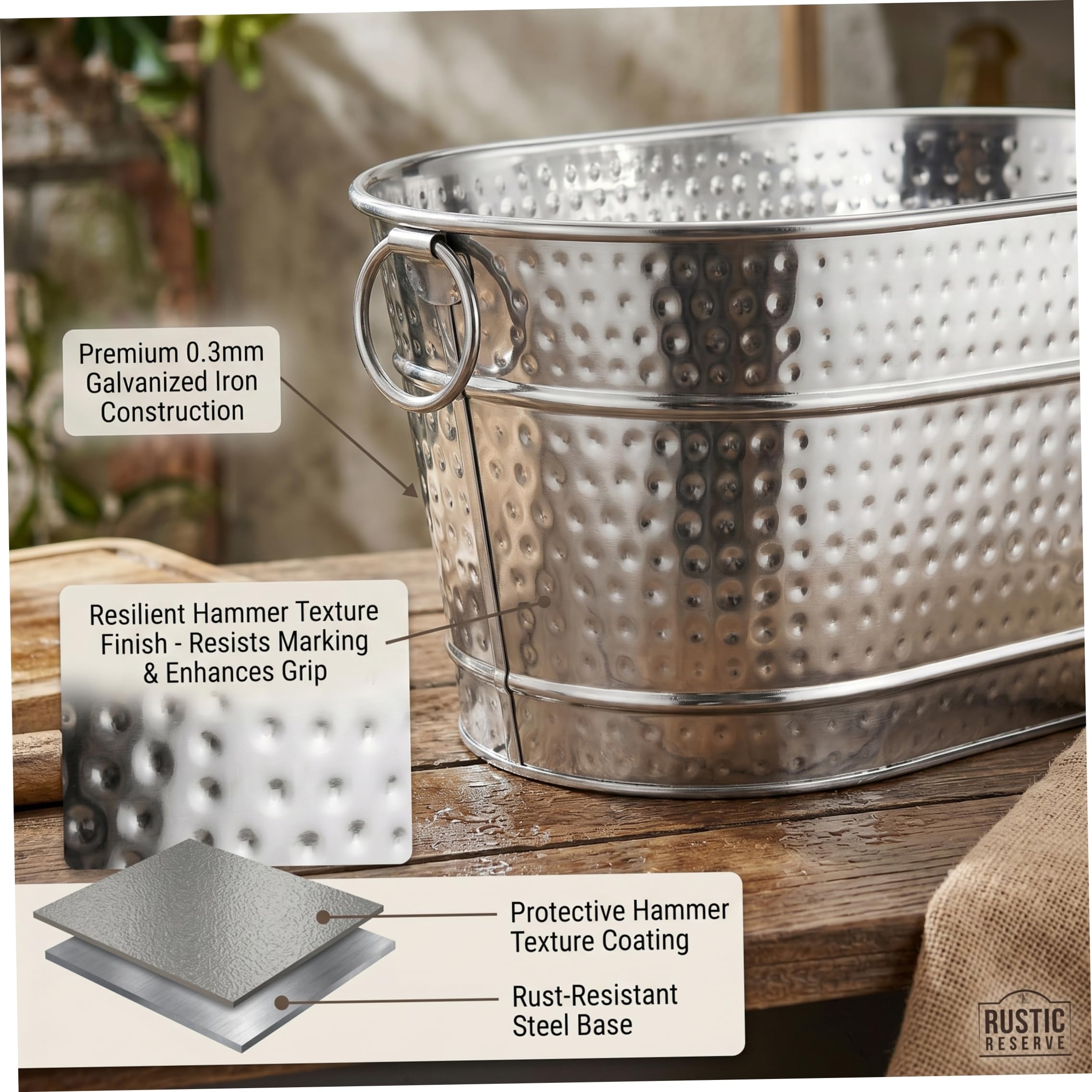 Cubo para Bebidas, Cubo de Hielo, metálico para Vino y Cerveza con Asas, Capacidad de 11 litros para Fiestas, Bares, Entretenimiento, para Bebidas