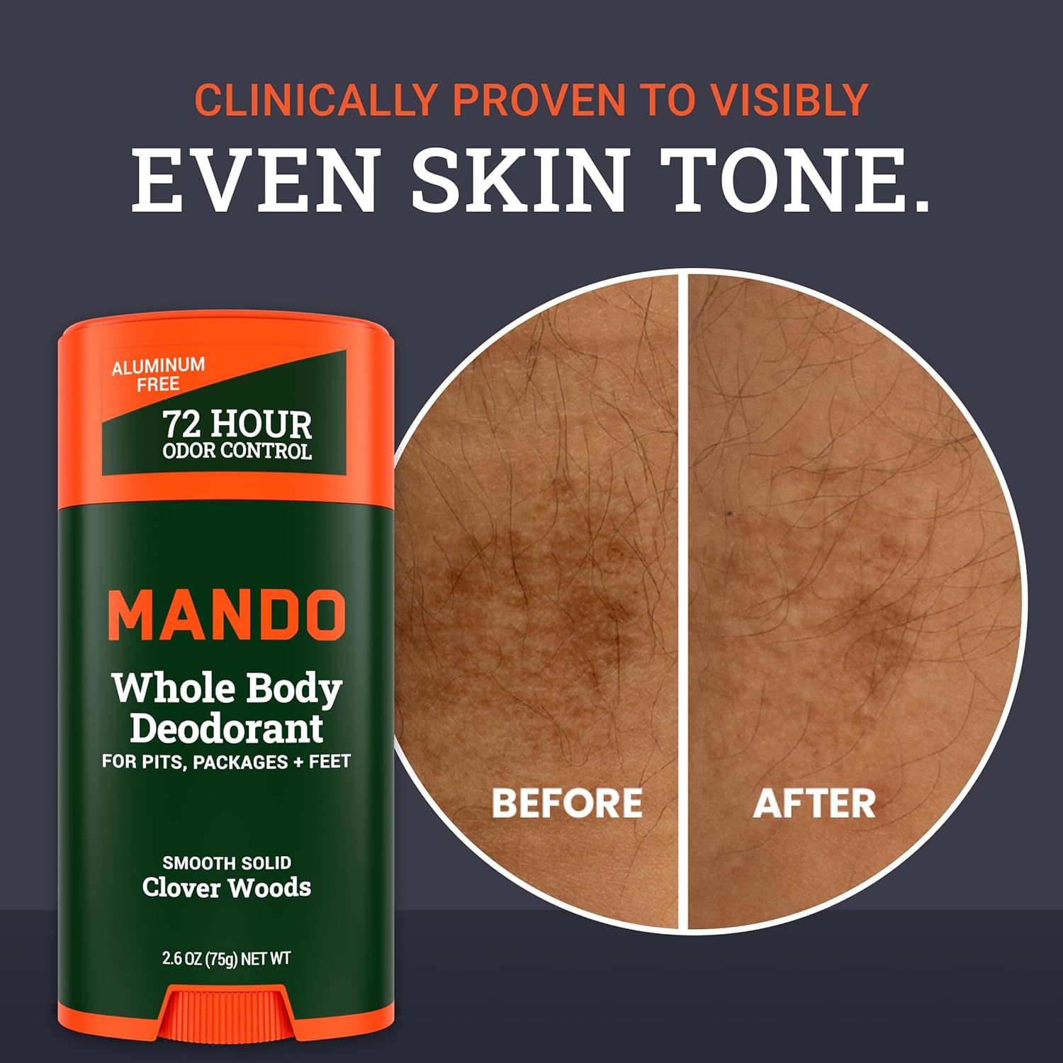 Mando Whole Body Deodorant For Men - Smooth Solid Stick - 72 Hour Odor Control - Aluminum Free, Baking Soda Free, Skin Safe - 2.6 Ounce (Pack of 2) - Clover Woods - Image 5