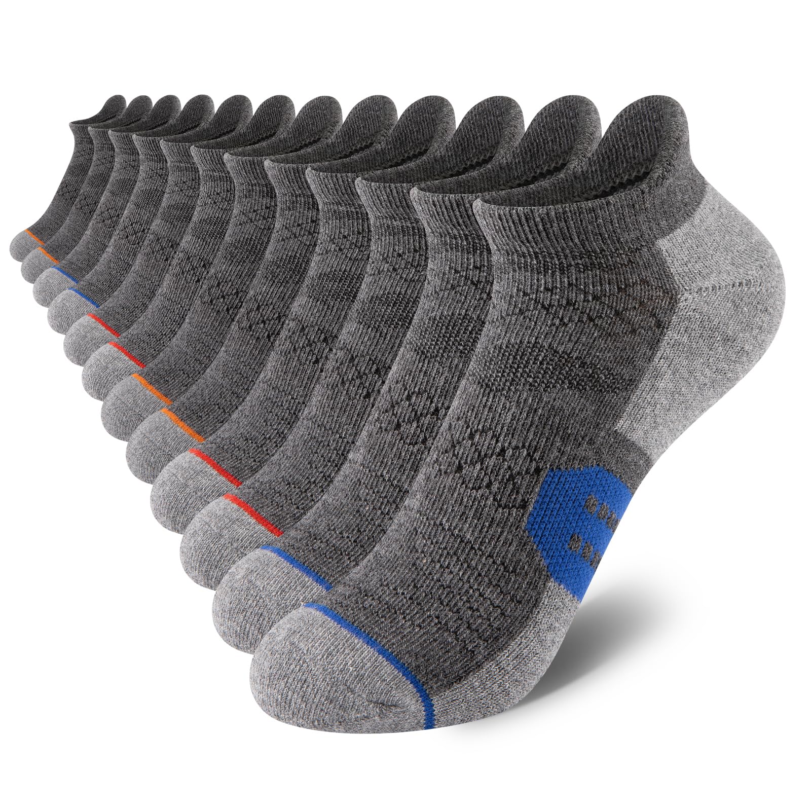 Comfoex Boys Socks Ankle Athletic Cotton Sports Socks With Cushioned Sole Big Little Kids 6-8 8-10 Years Old 6 Pairs
