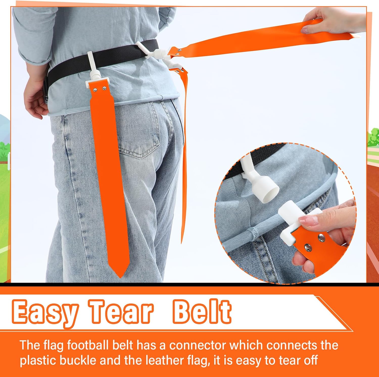 Junkin 6/8/10 Players Flag Football Sets Adjustable Football Belts and Flags for Youths Teens Kids Adults Players Sports Team