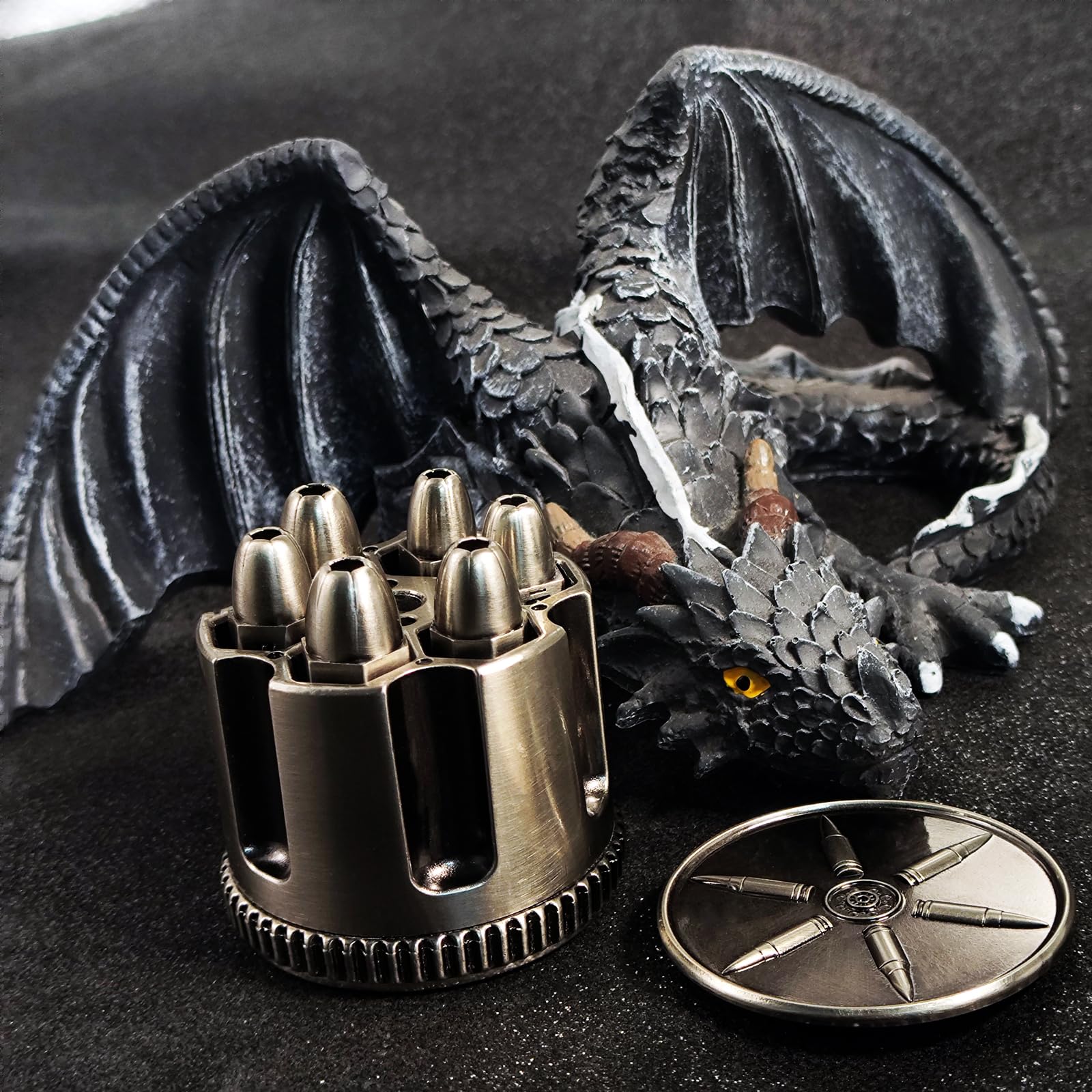 Dungeons & Dragons Ejector, 6 Dice Set, Metal Zinc Alloy Bullet Set Lair Dice, DND Dice, Safe Ejection Design for Collectible and Recreational Role