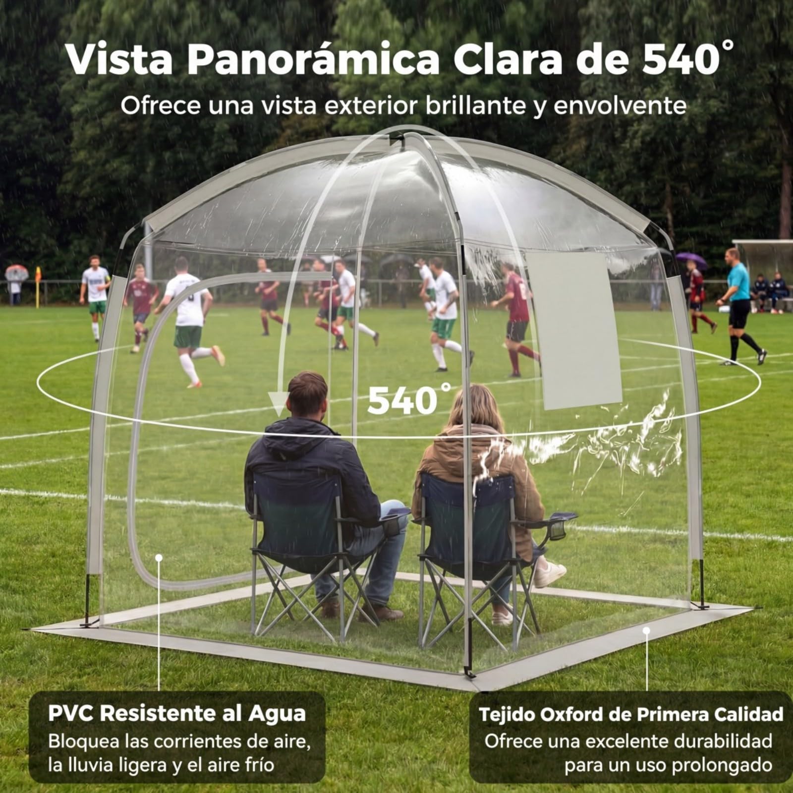 COSTWAY Tienda de Campaña Deportiva 2-4 Personas 215x215 CM Carpa Burbujas Transparente