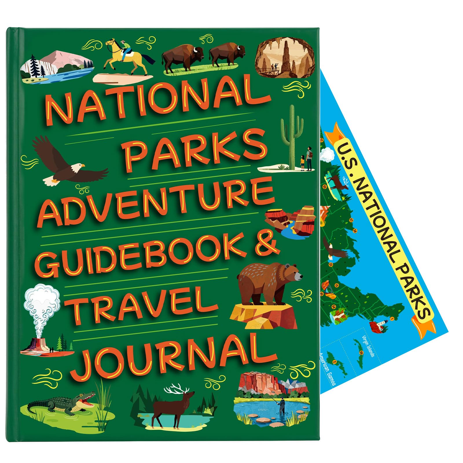 National Parks Bucket List Guía de aventuras y diario – mapa del parque nacional, planificador de viajes, libro de sellos de pasaporte y álbum de recortes para los amantes de los parques de Estados