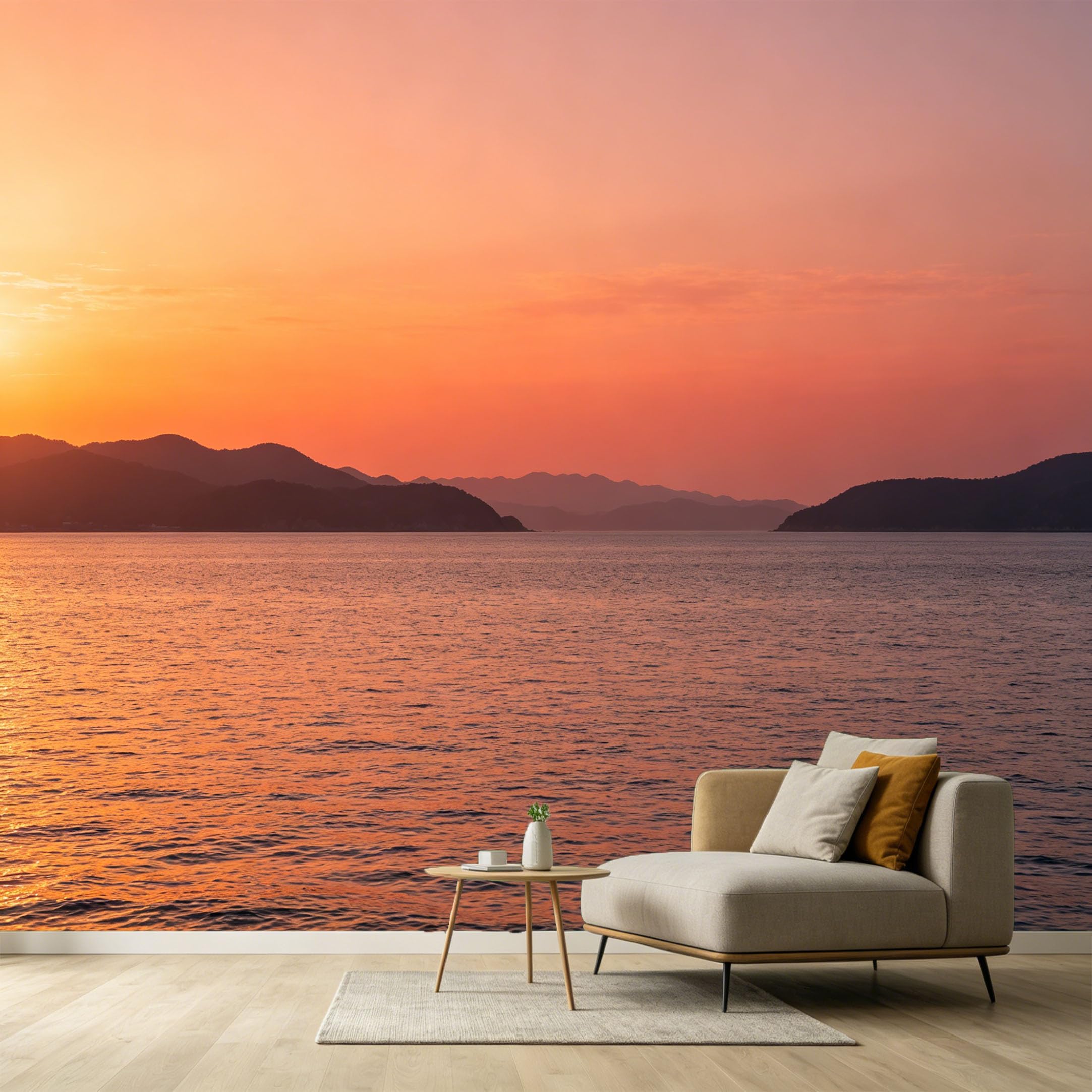 Custom Size Wall Murals Sunset Seascape Landscape Mountain Lake Modern SelfAdhesive Wall Fabric Removable Large Wallpaper for Photo Living Room Decor Background