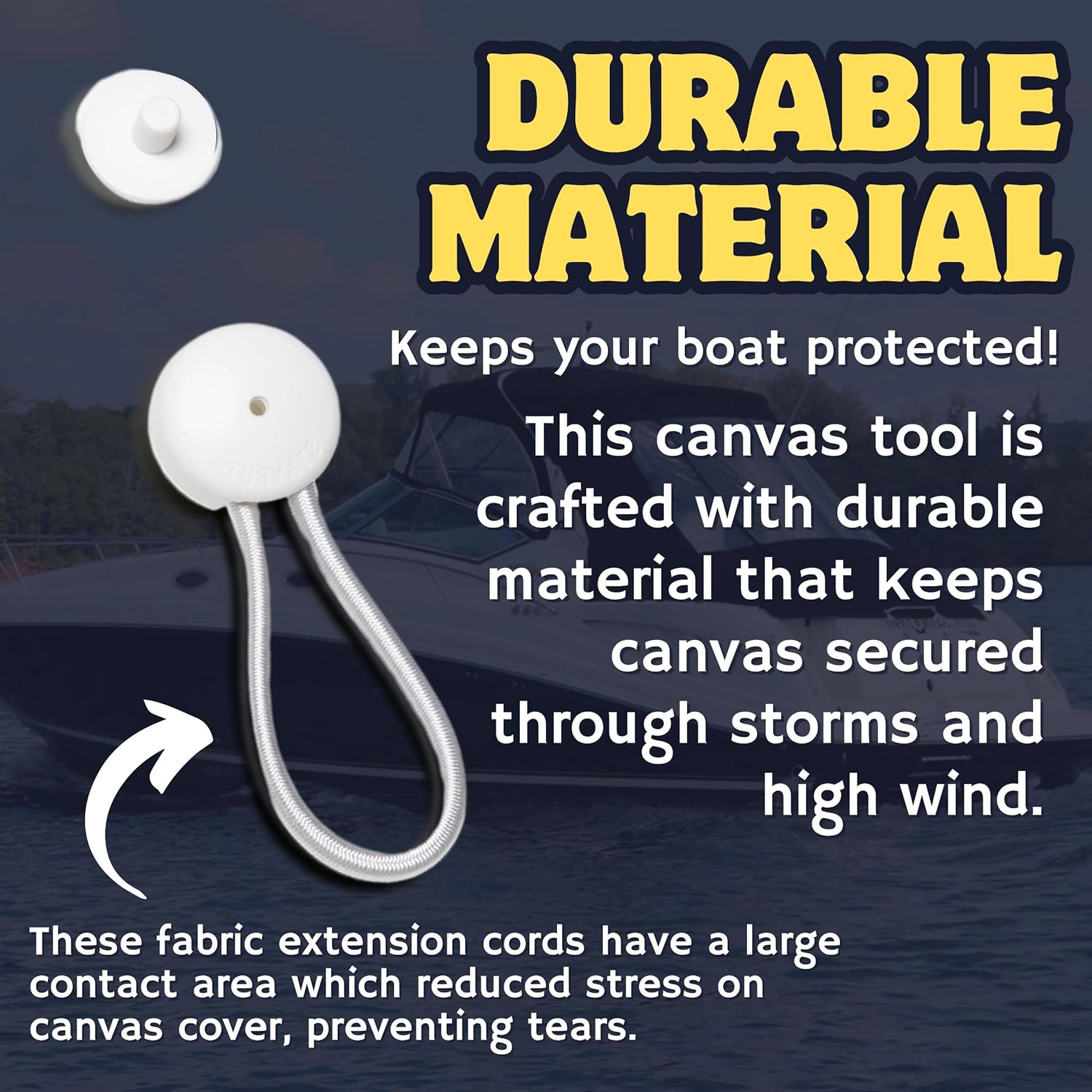 Stayput Bungee / Shock Cord Fastener's, White with White Surface Attachment, 4 Pcs