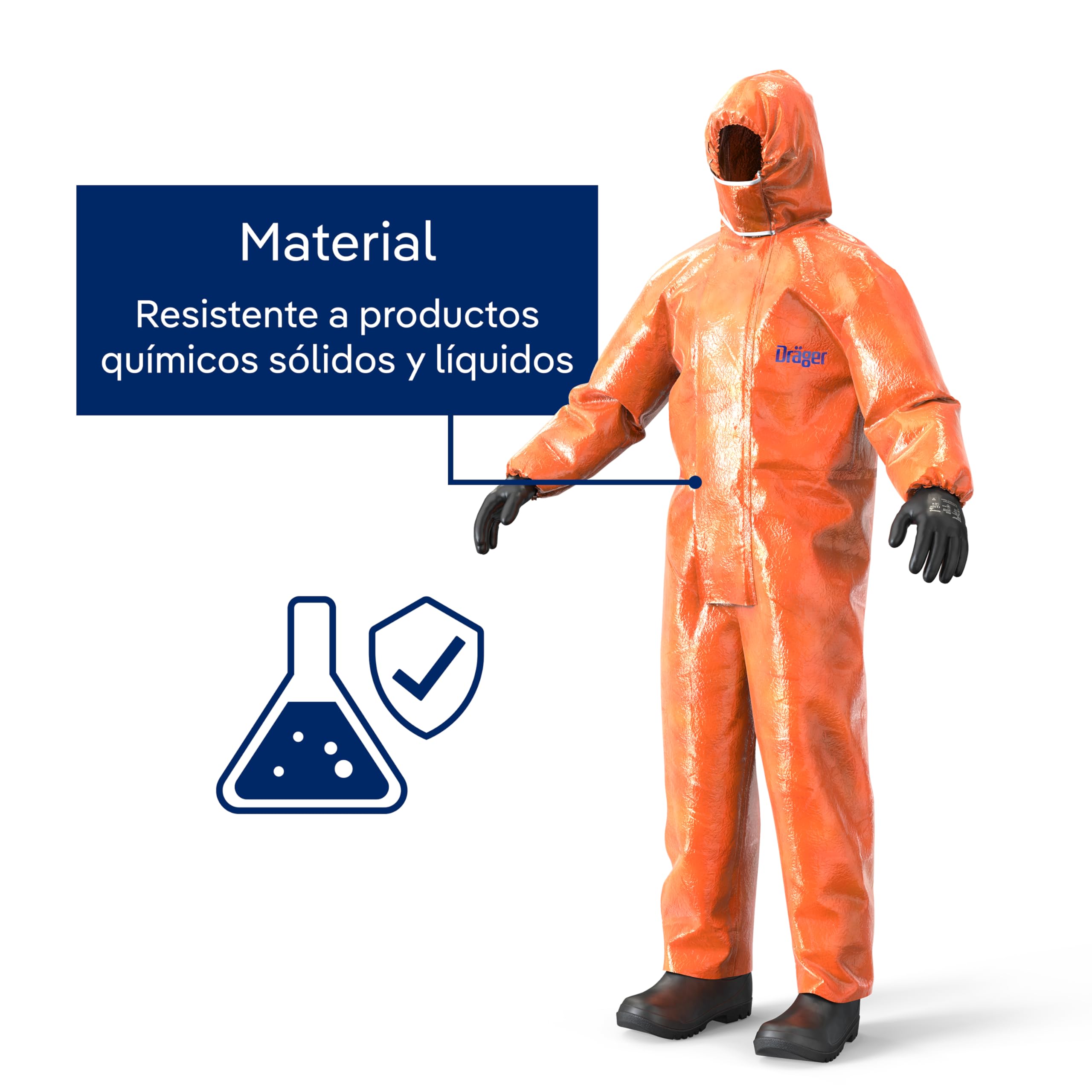 Dräger SPC 4400 CLF mono de protección profesional - Talla L | Uso con mascarillas y respiradores para industria farmacéutica, petrolera y química