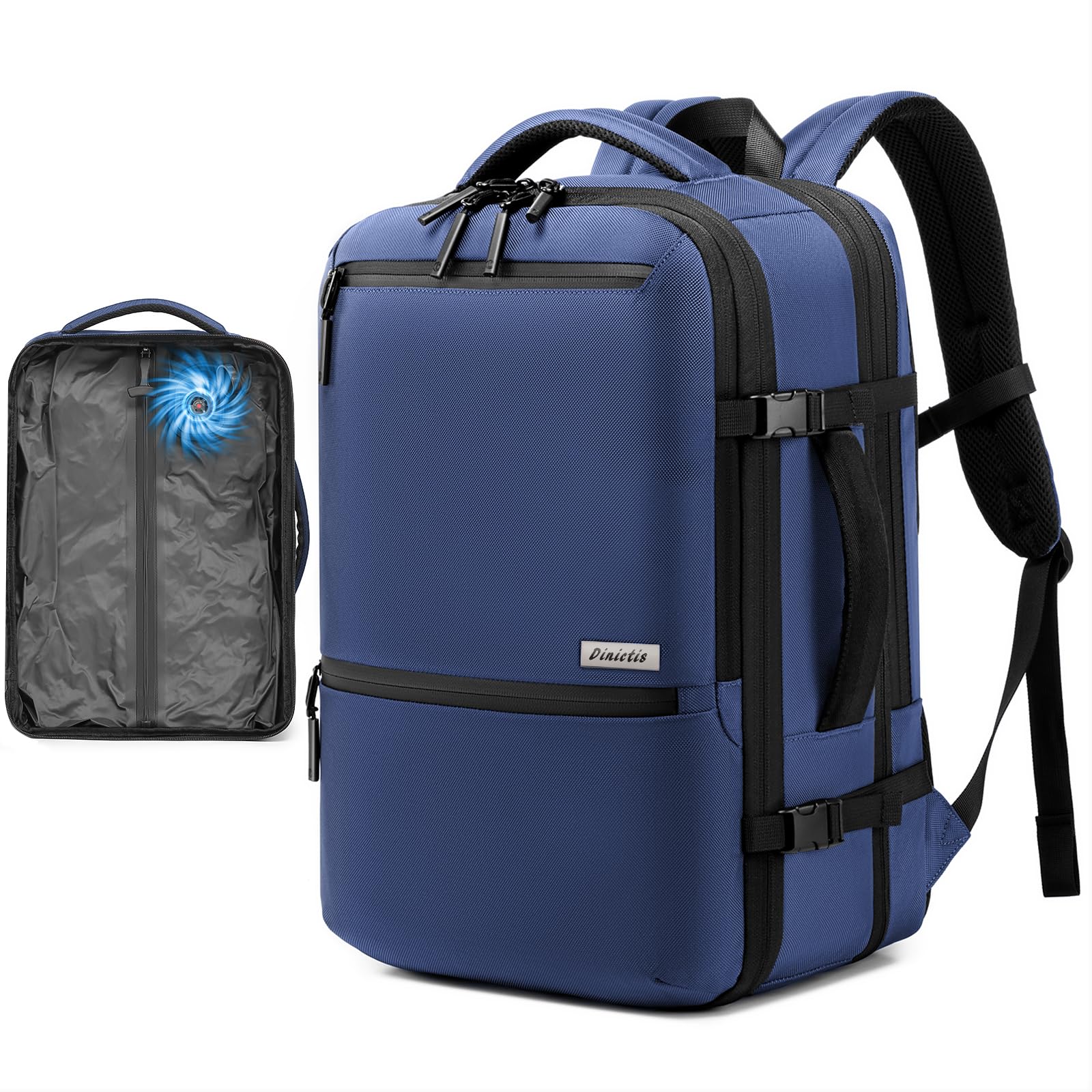 Dinictis Vacuum Seal Travel Backpack 60L Built-in Pump, Expandable Backpack with Vacuum Compression Fits 17 inch Laptop, Water Resistant Carry On