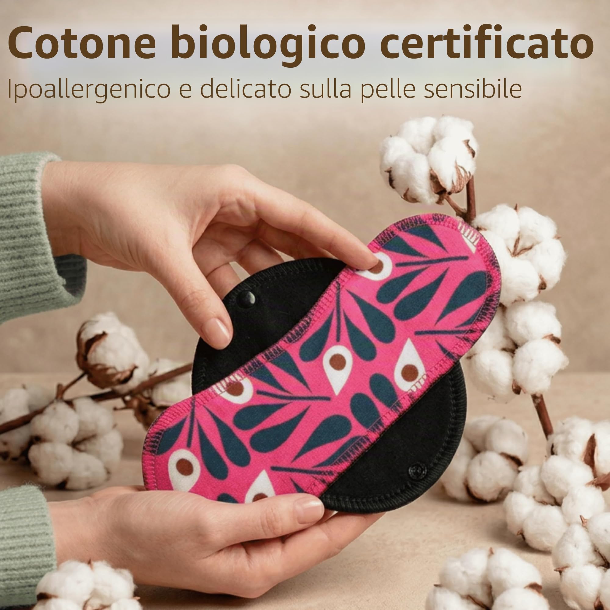 Salvaslip Lavabili Cotone ORGANICO; 7 Pezzi (S) Donna MADE IN EU; Assorbenti Lavabili senza PUL; Riutilizzabili per l'uso quotidiano e perdite vaginali, NON per il ciclo menstruale