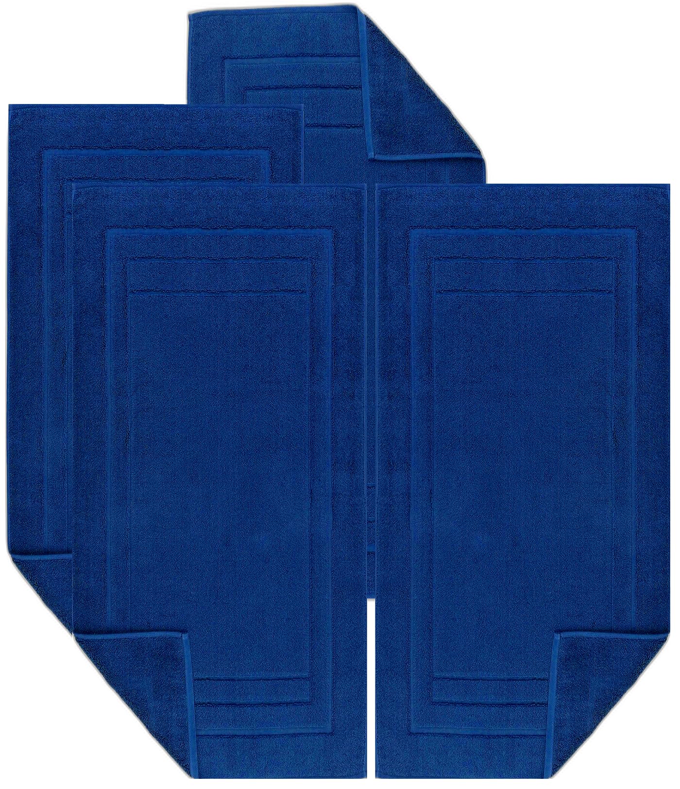 Luxury Egyptian Cotton Terry Toweling Bath Mats Set of 2, 4, 6 & 12 Bathroom Rugs 50 x 70 cm Super Soft High Absorbent Shower Floor Towels Quick Dry Hotel Bathroom Mat (4, Royal Blue)