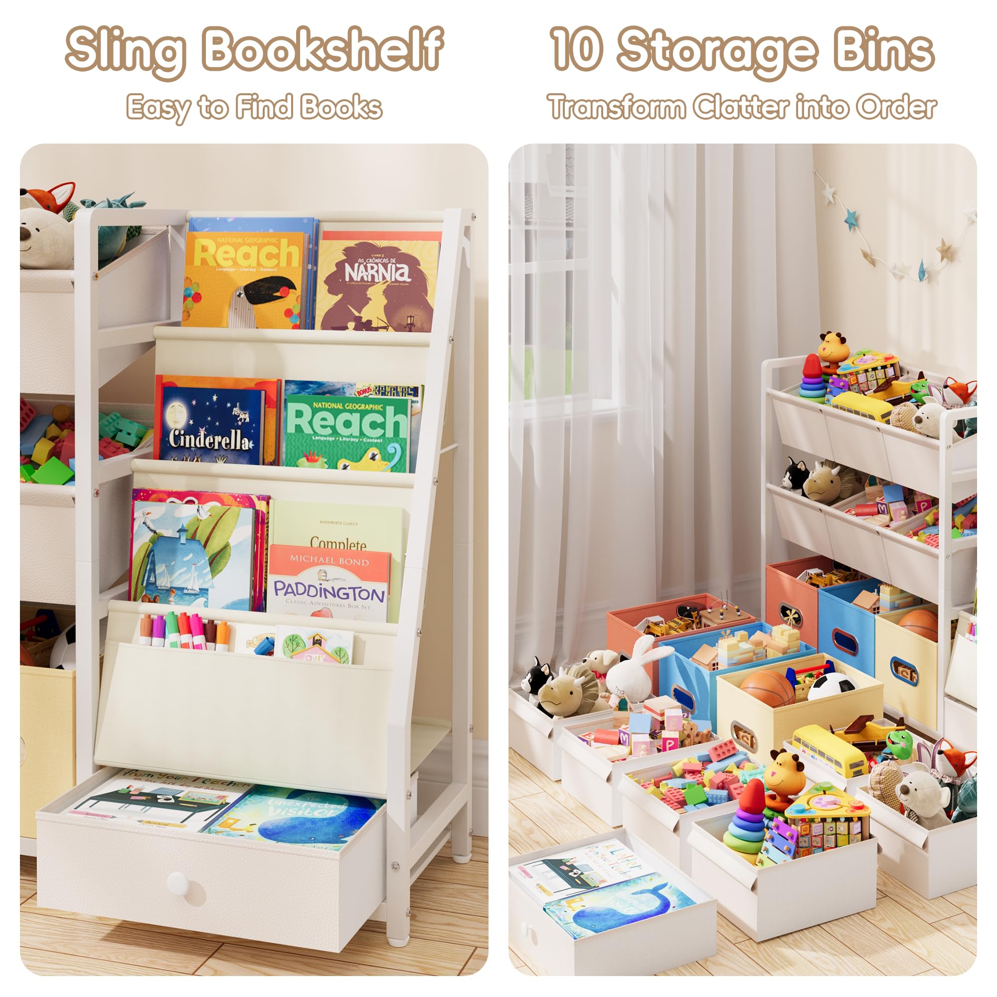 Homfa Bibliothèque pour Enfants à 4 Portes avec Étagères à Livres à 3 Niveaux et 2 Tiroirs Mobiles, Organisateur de Rangement pour Jouets à 4 Cubes pour Salle de Jeux Chambre d'Enfant Homfa Bibliothèque pour Enfants à 4 Portes avec Étagères à Livres à 3 Niveaux et 2 Tiroirs Mobiles, Organisateur de Rangement pour Jouets à 4 Cubes pour Salle de Jeux Chambre d'Enfant