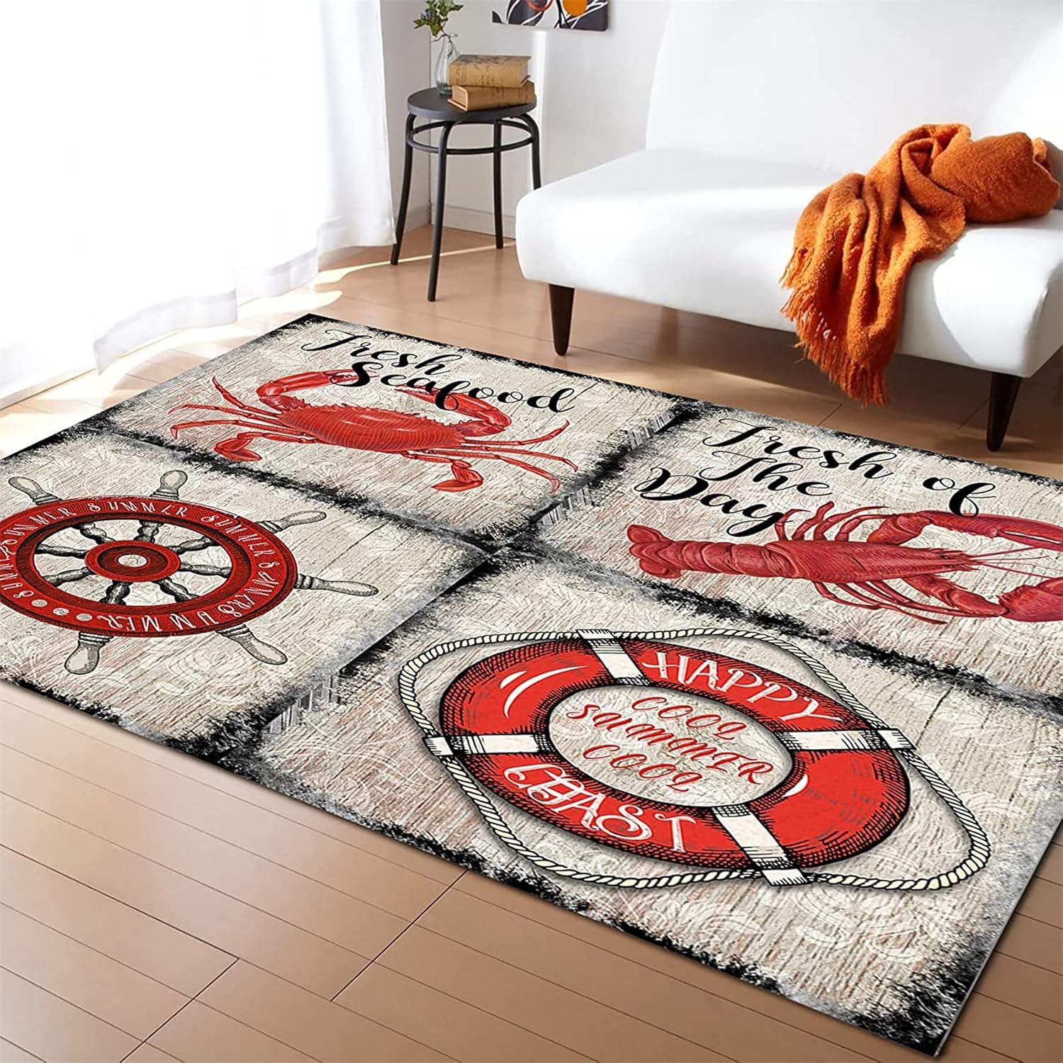 Amazon.com: ZLXMN Blue Sea Turtle Nautical Map Area Rug, Ocean Animal ...