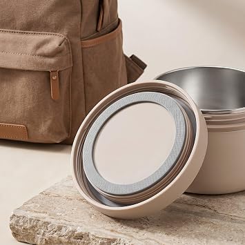 Thermal Container for Food 650 ml Thermal Bowl with Lid Stainless Steel Thermal Lunch Box Thermal Mug Food Leak-Proof for Cold Hot Food (12 x 9.5 cm)