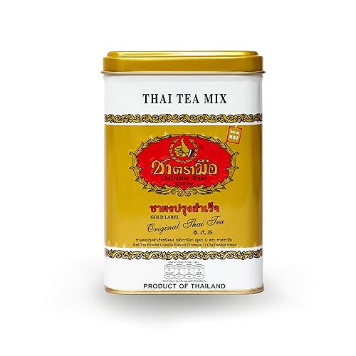 Mezcla de té tailandés original número uno ChaTraMue té tailandés para té Boba, té caliente, té helado (etiqueta dorada 50 bolsas de té)