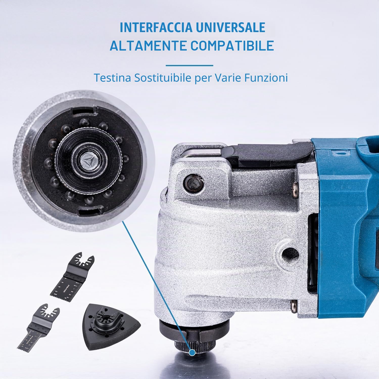 KATSU FIT-BAT 21V Utensile Multifunzione Oscillante a Batteria Brushless Motore con 3,0Ah Batteria e Caricabatterie, 6 Velocità, Sistema di Cambio Rapido, per Raschiatura Taglio Lucidatura
